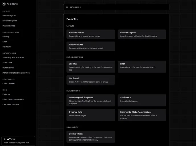 Next App Router Playground screenshot