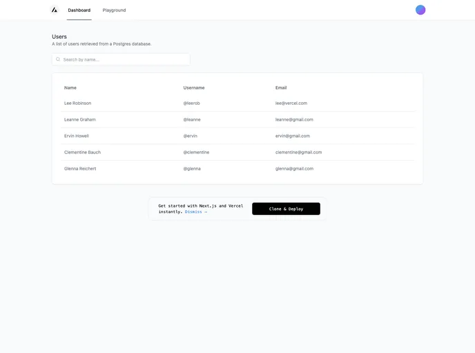 Nextjs Postgres Nextauth Tailwindcss Template screenshot